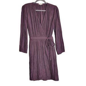Wilfred Aritzia Wrap Dress Pleated Lightweight Long Sleeve Purple sz M